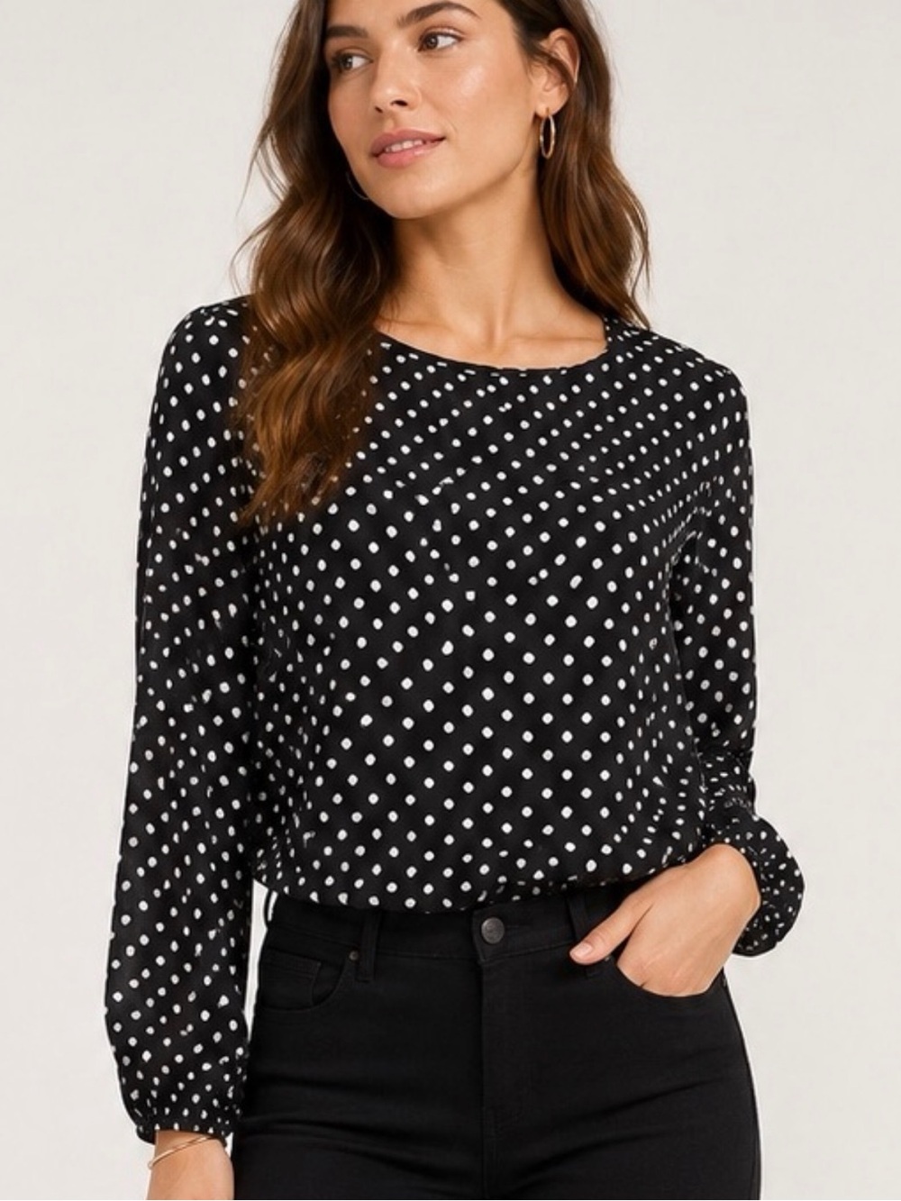 Elodie Black Polka Dot Top Blouse Bodysuit Small